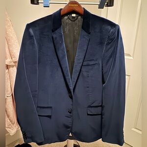 Burberry Prorsum Navy Slim Fit Velvet Blazer